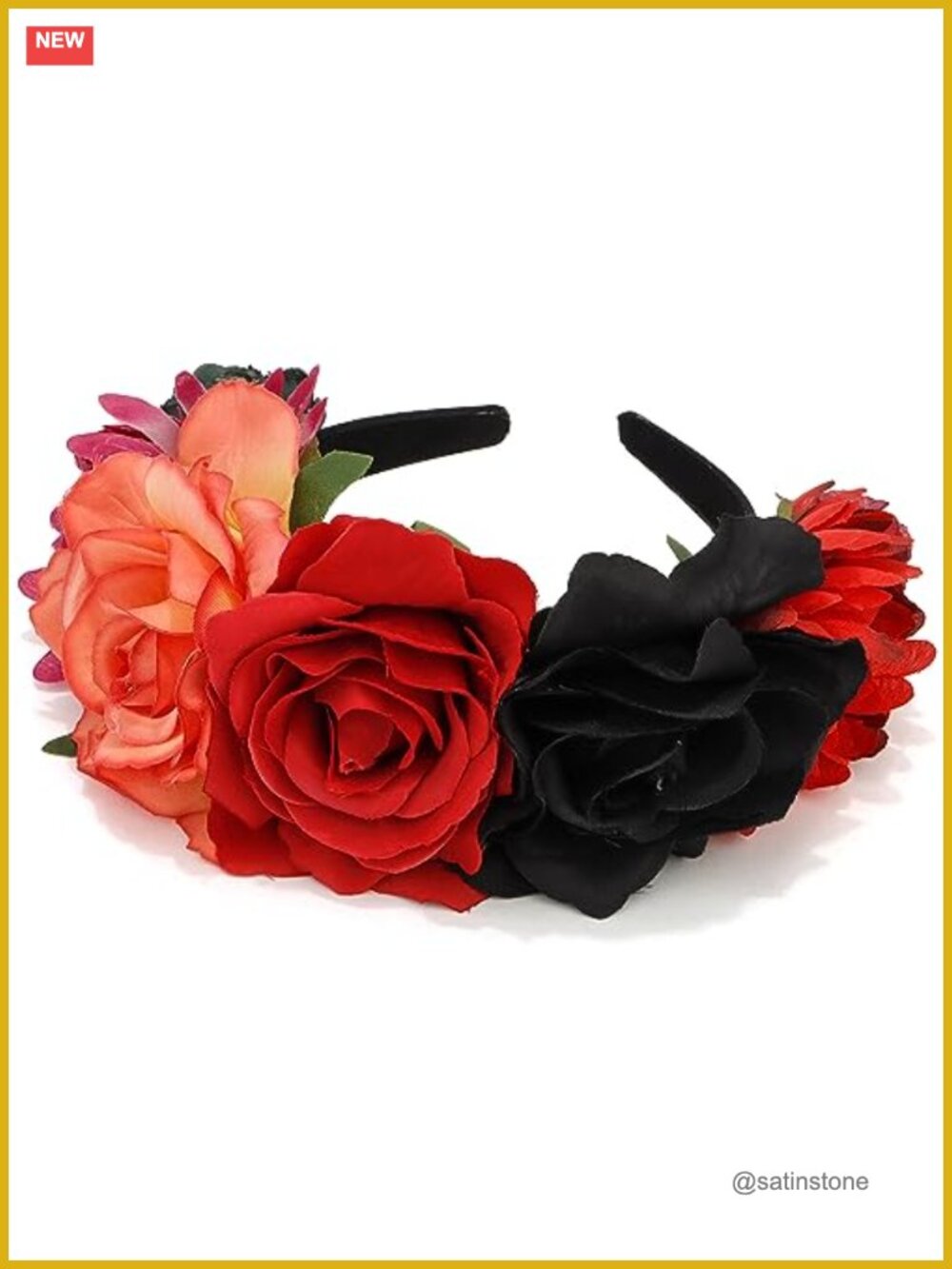 Handmade Rose Flower Crown Headband Day of the Dead Headpiece for Women